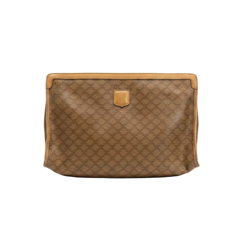 Celine Clutch Brown Macadam Monogram Vintage Canvas Cosmetic Pouch Bag