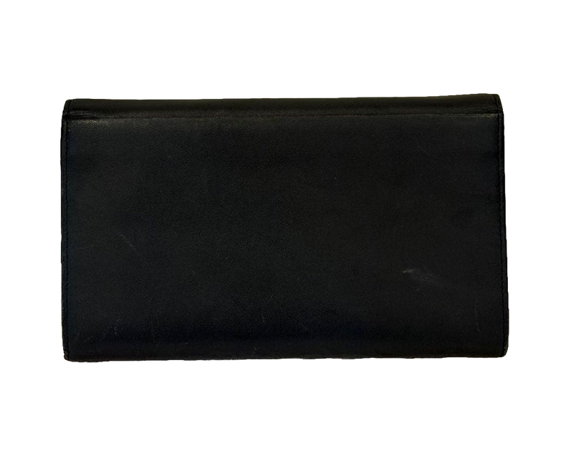 COURRÈGES Portefeuille long cuir noir logo AC bicolore