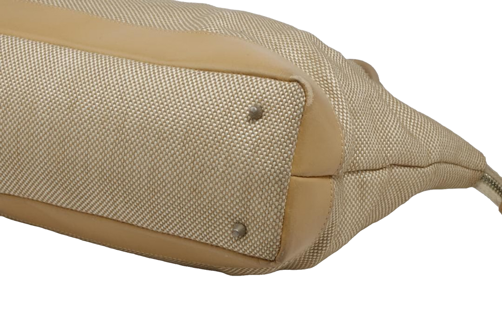 Courreges Tote Beige Canvas Leather Trim Vintage