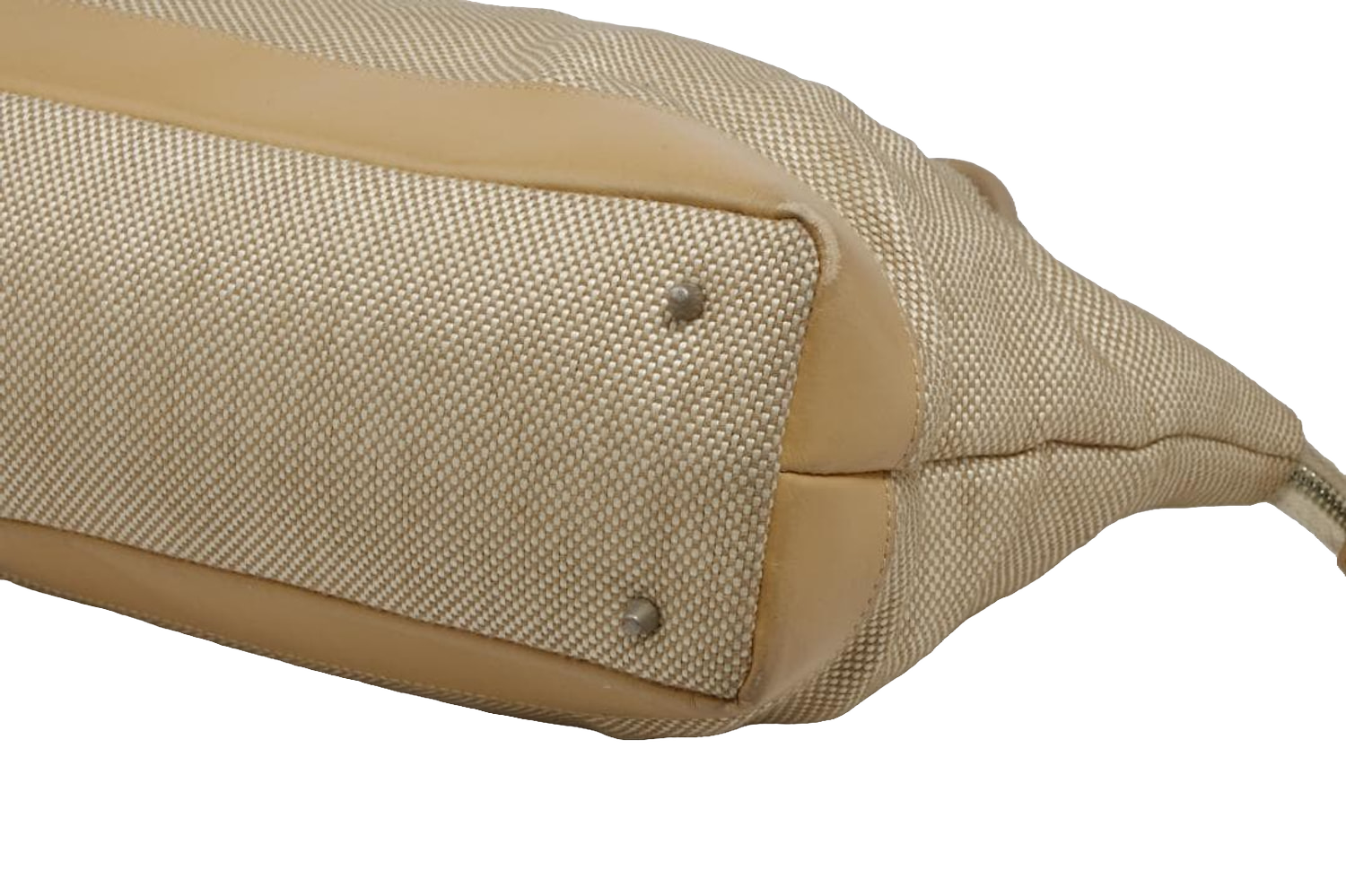 Courreges Tote Beige Canvas Leather Trim Vintage