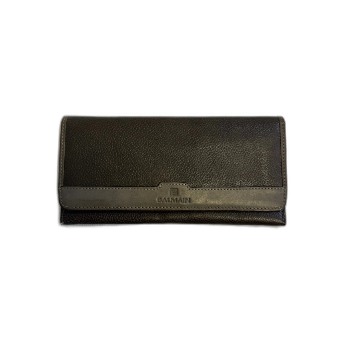 PIERRE BALMAIN Portefeuille long balmain gris/marron et bijouterie doré