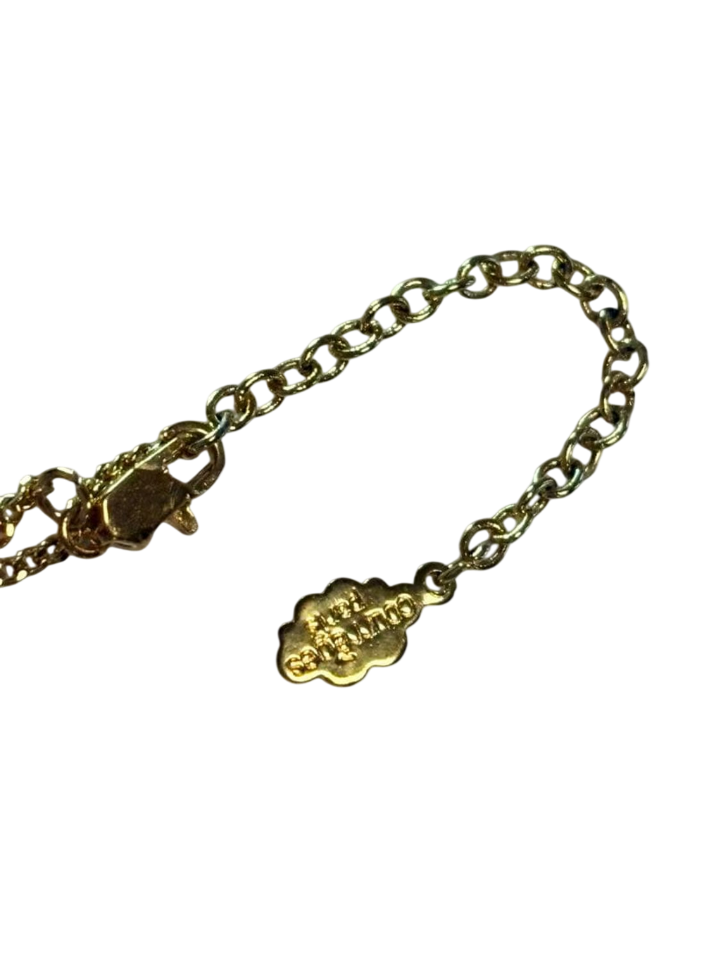 Courreges Gold Tone Logo Pendant Necklace