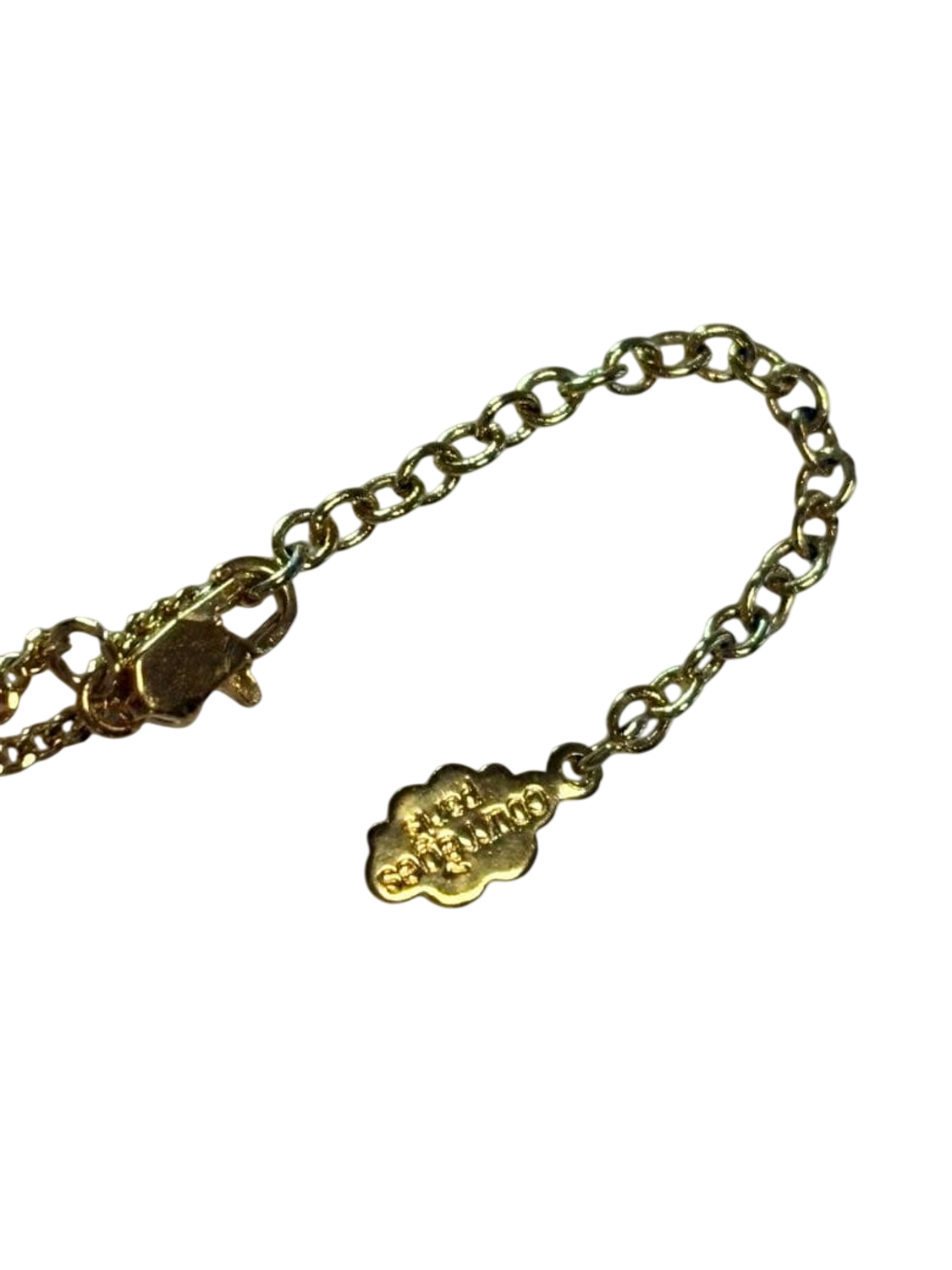 Courreges Gold Tone Logo Pendant Necklace