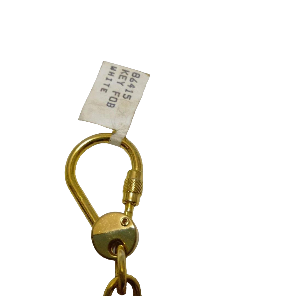 COURRÈGES Porte-clé logo AC émail jaune métal doré étiquette d'origine
