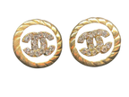 CHANEL Boucles d'oreilles clips or CC strass cristal avec boîte