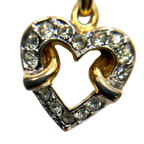Courreges Necklace Gold Silver Heart Pendant Rhinestone Vintage Paris