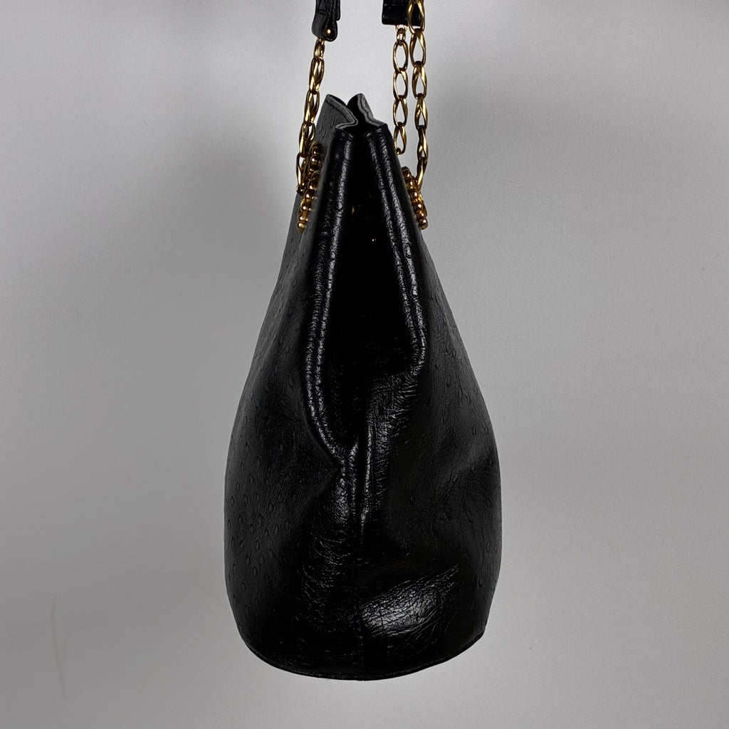 Emanuel Ungaro Ostrich Effect Leather Tote Bag