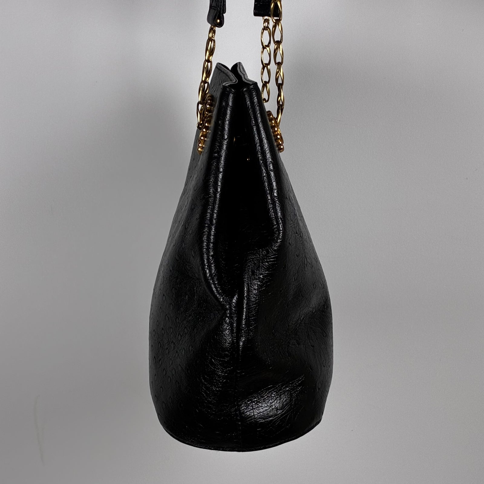 Emanuel Ungaro Ostrich Effect Leather Tote Bag
