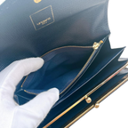 UNGARO Portefeuille Long Cuir bleu Marine / noir Fermoir Doré