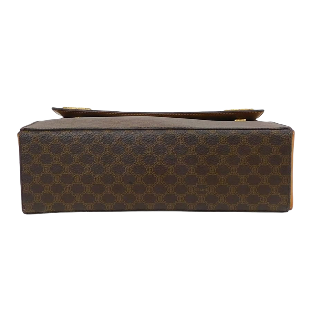 CELINE Sac celine macadam marron et cuir et finition doréeq