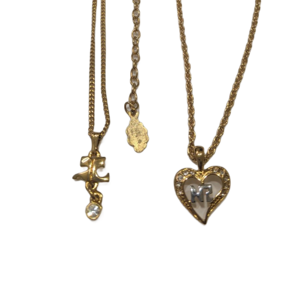 Lotx2 Collier Courreges (logo ac et perle) et Nina Ricci (coeur et logo nr argent)