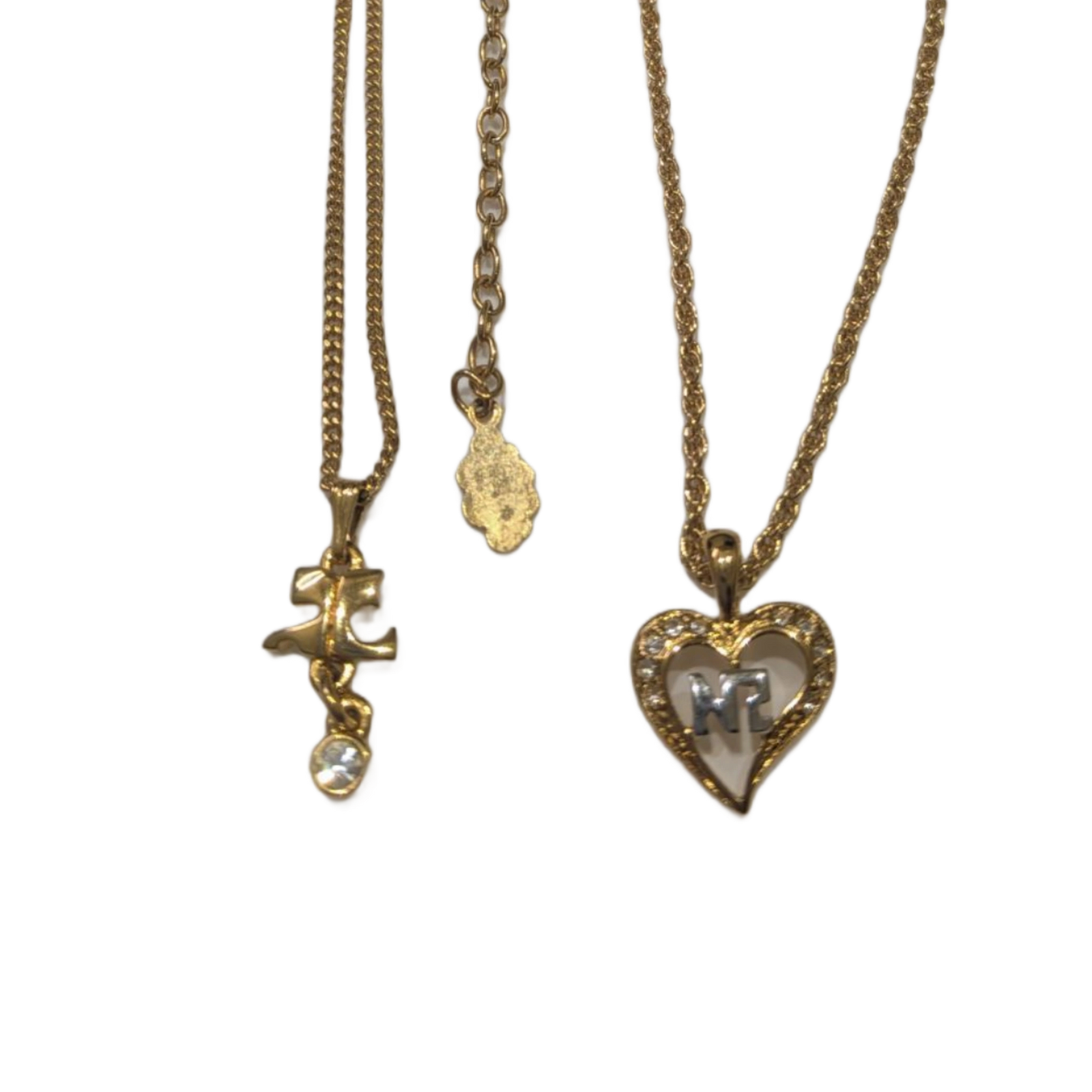 Lotx2 Collier Courreges (logo ac et perle) et Nina Ricci (coeur et logo nr argent)