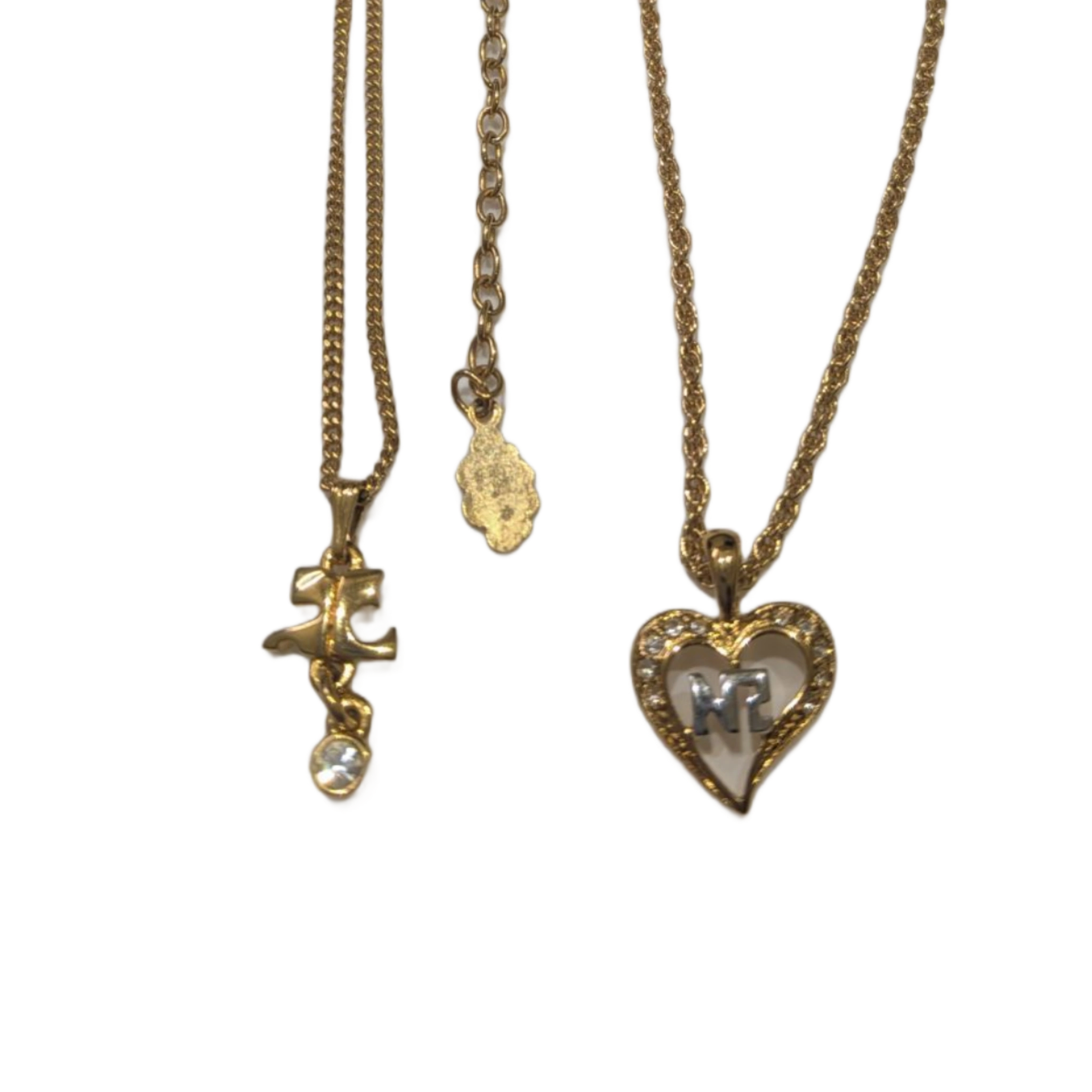 Lotx2 Collier Courreges (logo ac et perle) et Nina Ricci (coeur et logo nr argent)