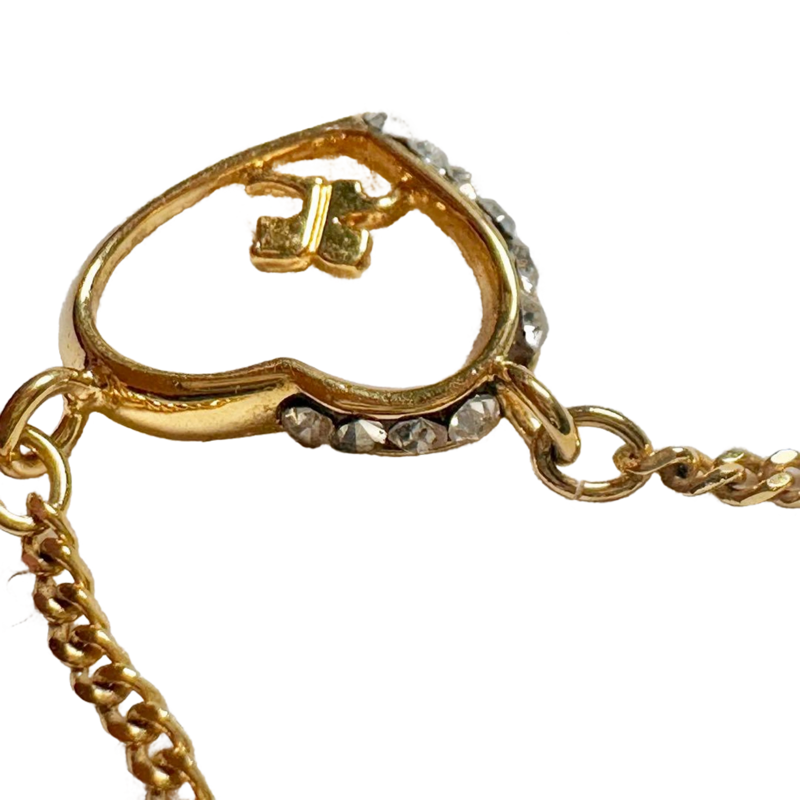 COURRÈGES Collier Cœur Or Logo avec Pierre