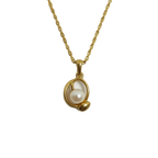 Courreges Necklace Gold Pearl Pendant Vintage Chain Women Jewelry
