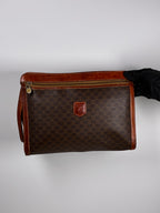 Céline Pochette Macadam en toile monogramme brun et cuir cognac