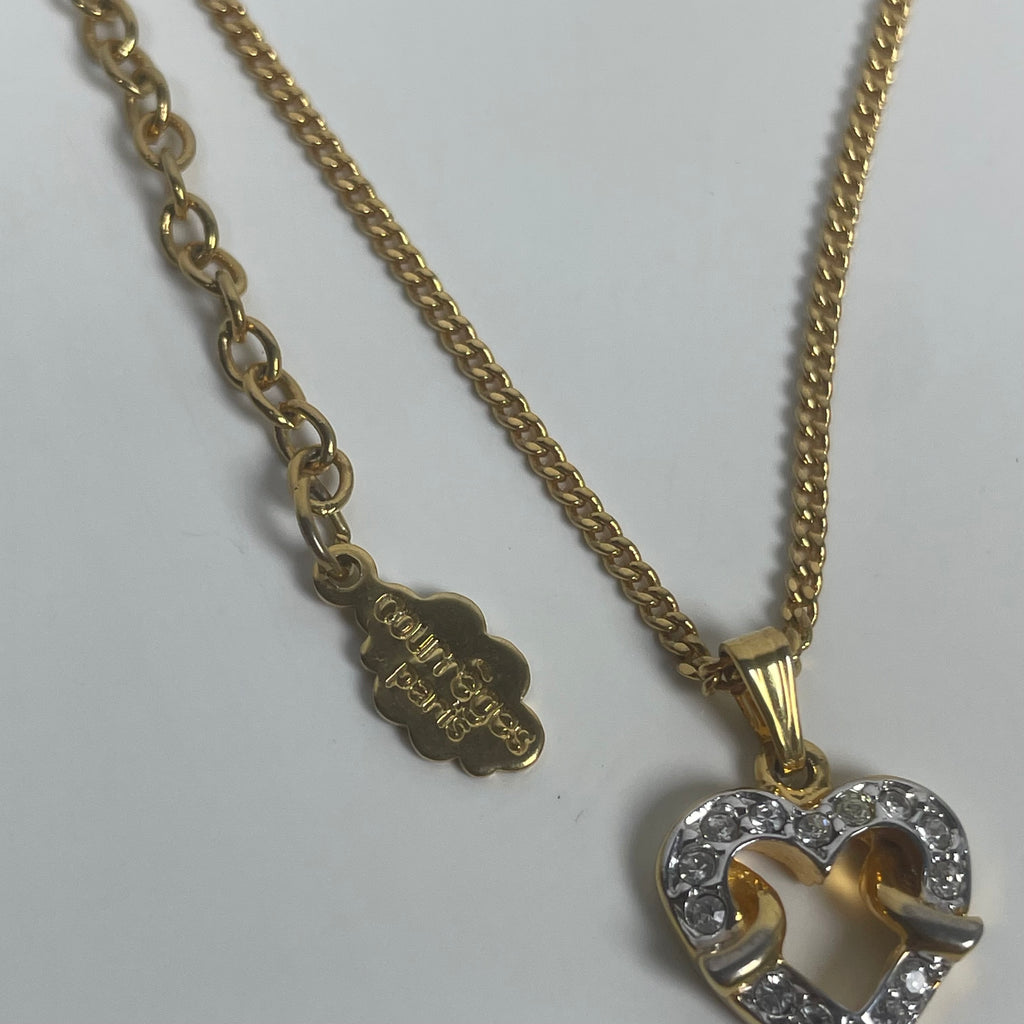 Courreges Long Rhinestone Heart Necklace