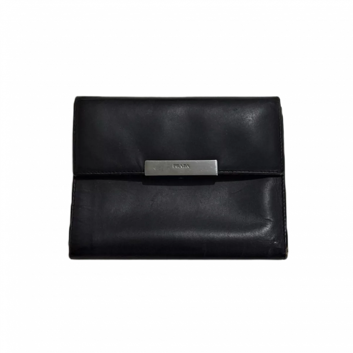 PRADA Portefeuillle noir Prada homme plaque argenté