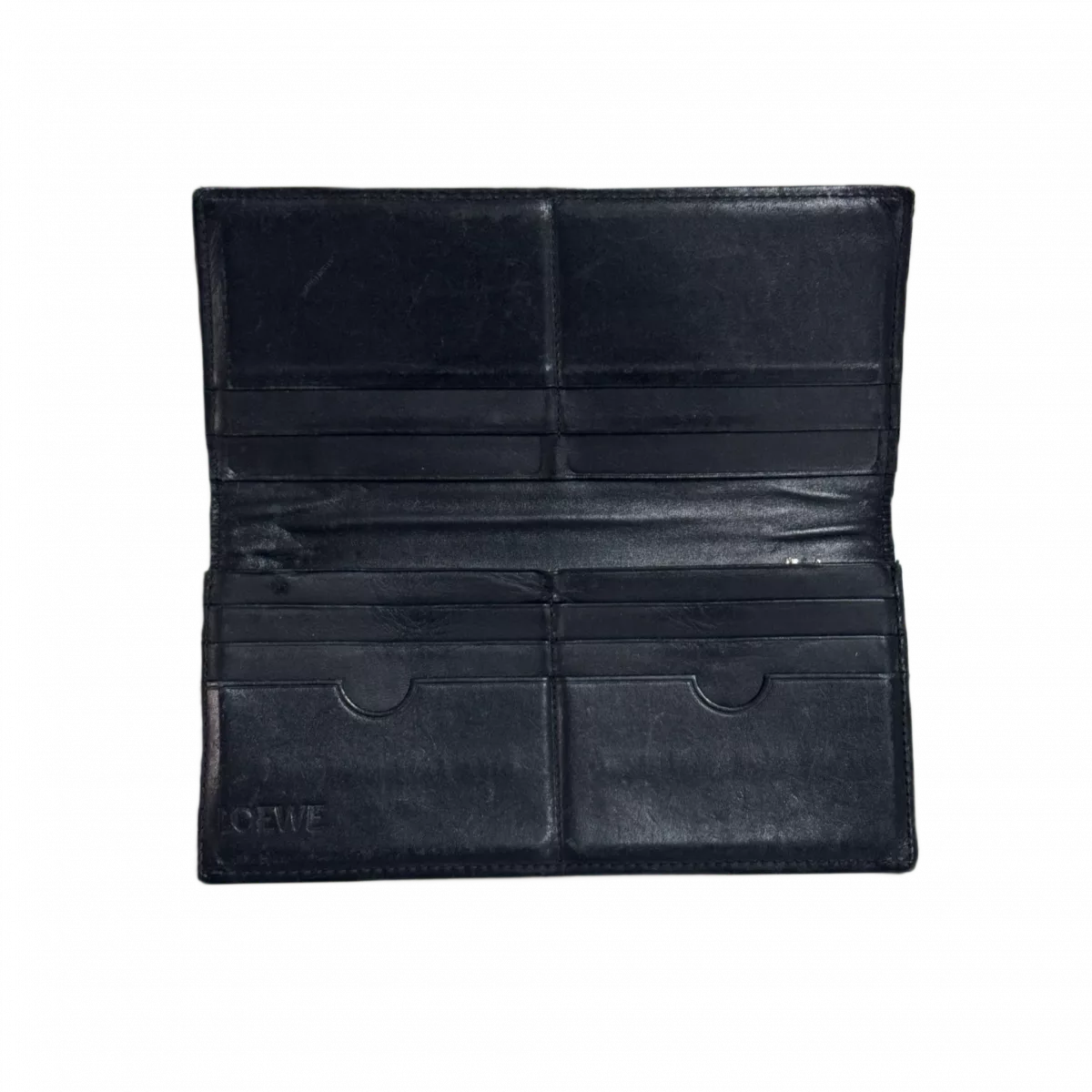LOEWE Portefeuille long Loewe bleu sombre à rayure intérieur noir
