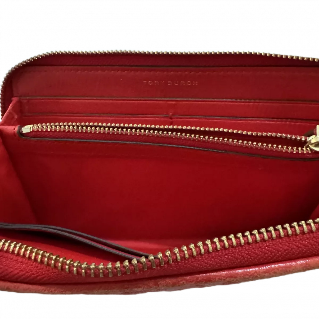 Tom Burch Portefeuille long rouge à relief