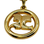 Courreges Gold Tone AC Logo Pendant Necklace