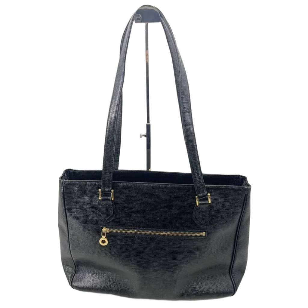 COURRÈGES Sac cabas noir pour femme cuir grainé ancien logo wnametag
