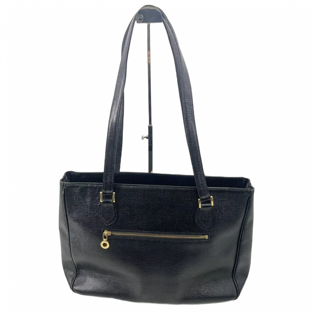 COURRÈGES Sac cabas noir pour femme cuir grainé ancien logo wnametag