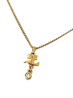 Courrèges Gold-Tone Logo Charm Necklace with Crystal