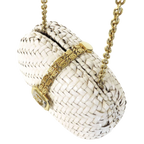 Courrèges Elegant White Woven Mini Bag with Chain Strap