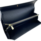 LOUIS VUITTON Portefeuille long Sarah cuir Épi noir (avec boîte)