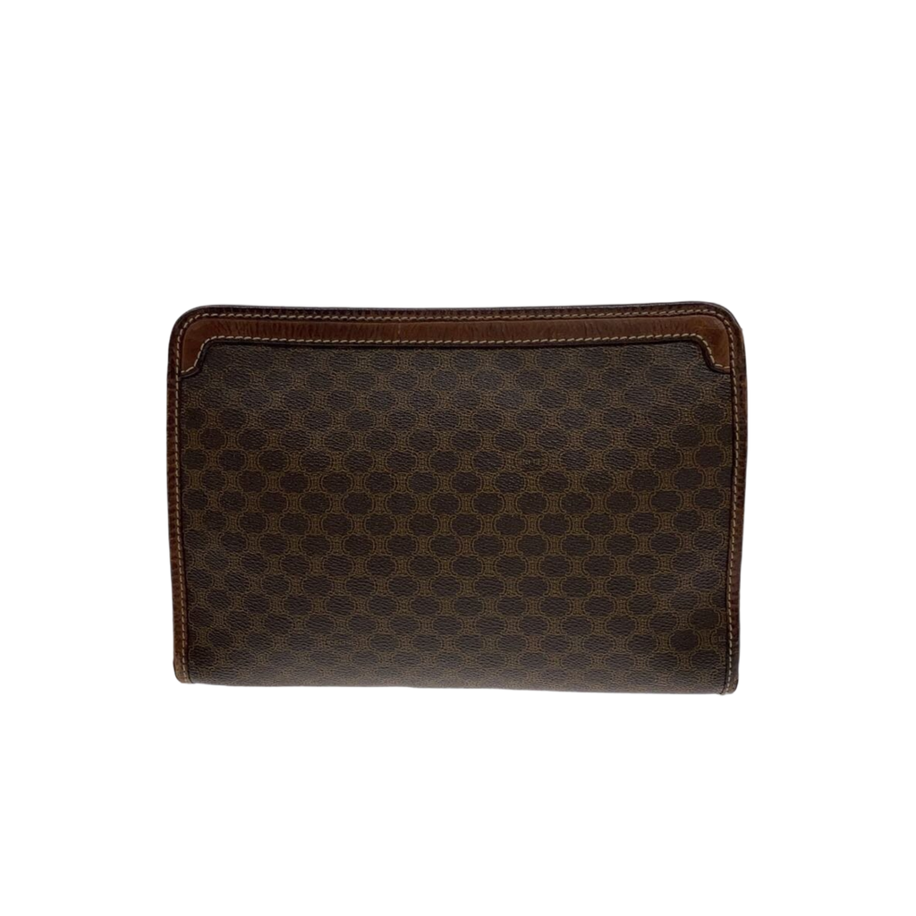 CELINE Pochette Céline macadam et cuir cognac