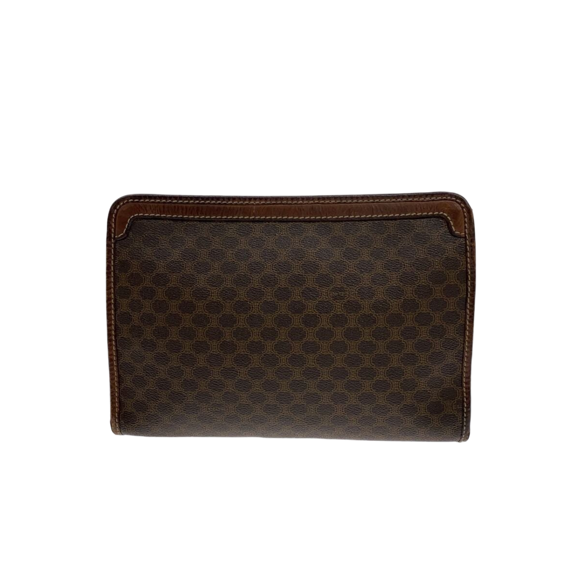 CELINE Pochette Céline macadam et cuir cognac