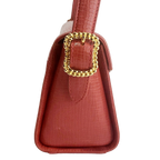 Ungaro Handbag Red Vintage Textured Leather Top Handle Gold Clasp