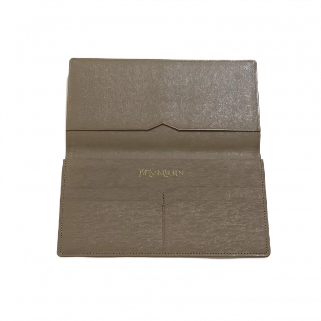 SAINT LAURENT Portefeuille long YSL toile beige&marron