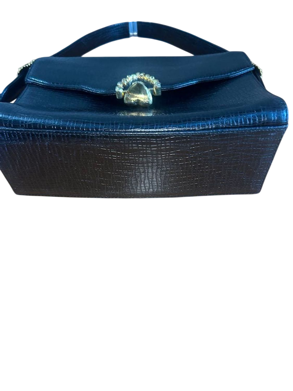 Ungaro Black Embossed Leather Top Handle Handbag