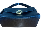 Ungaro Black Embossed Leather Top Handle Handbag