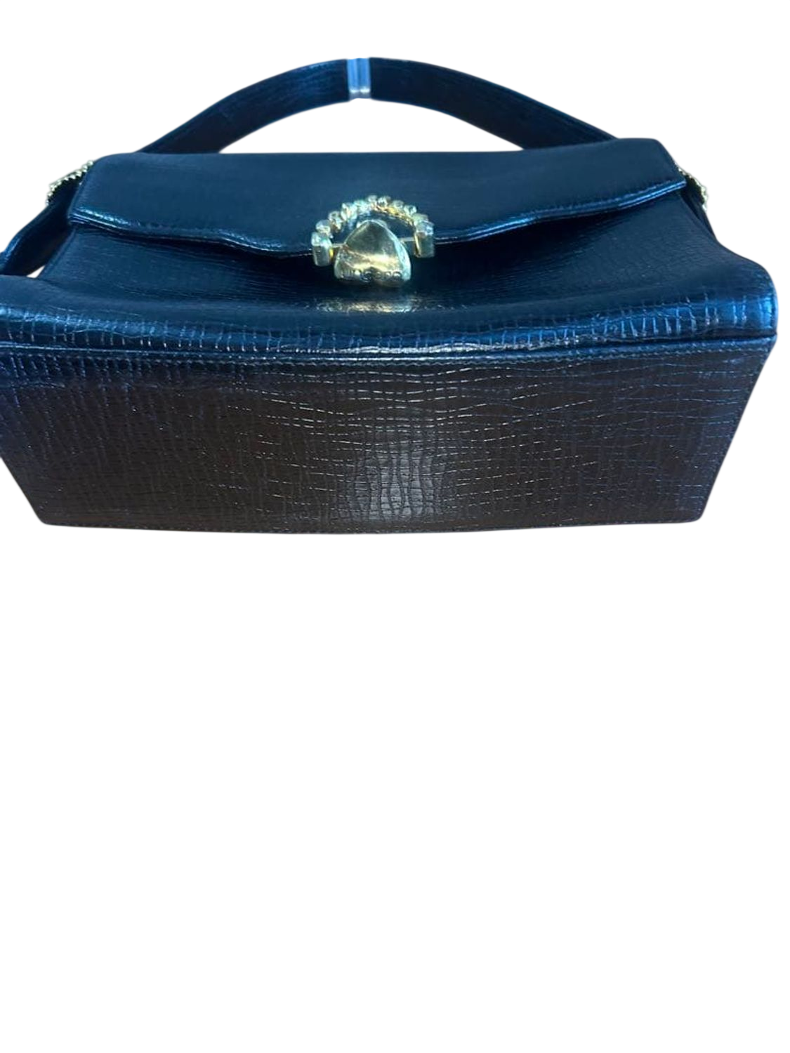 Ungaro Black Embossed Leather Top Handle Handbag