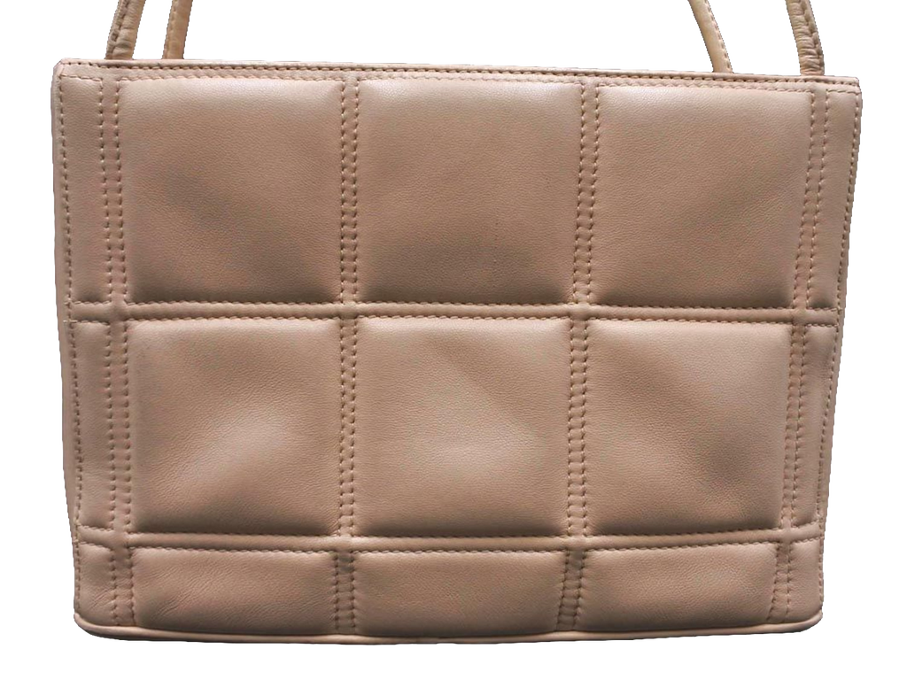 Nina Ricci Shoulder Bag Medium Beige Quilted Leather Vintage Gold Hardware
