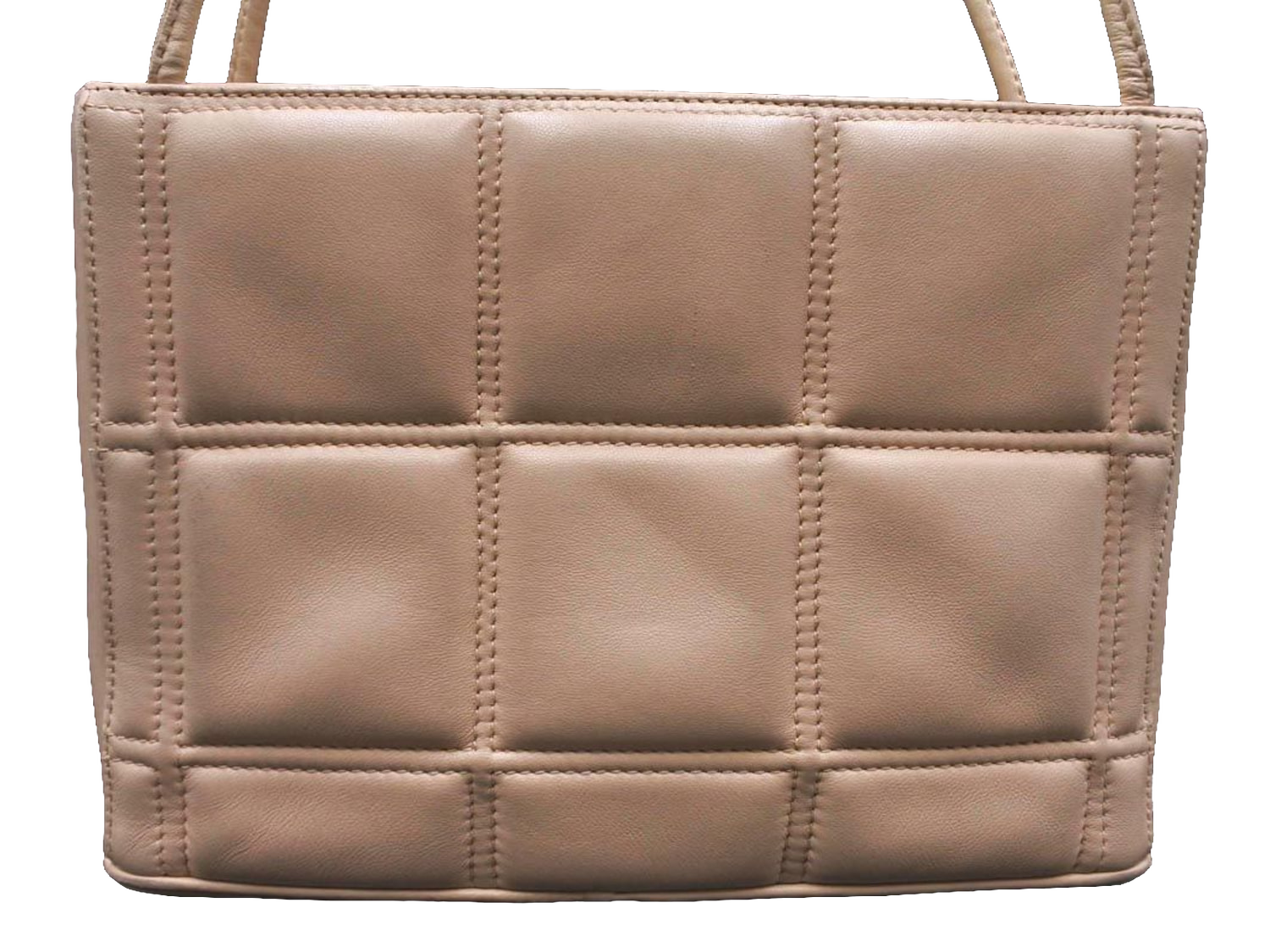 Nina Ricci Shoulder Bag Medium Beige Quilted Leather Vintage Gold Hardware