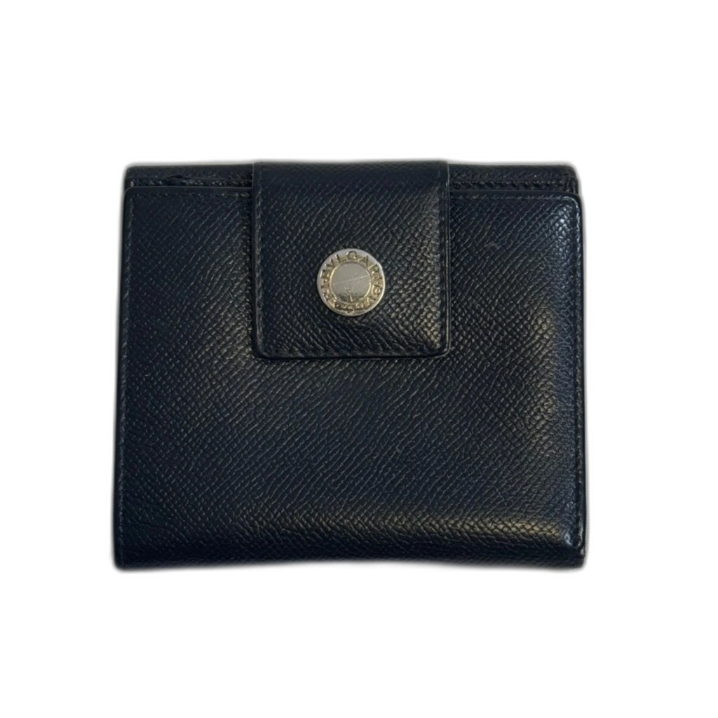 Autre Portefeuille Bulgari noir avec logo bouton argenté