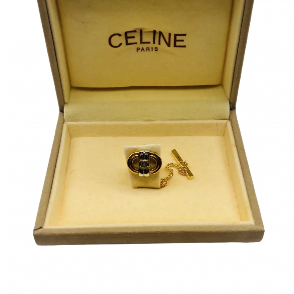 CELINE  Broche Or x Argent Triomphe Business Gentleman WBOITE