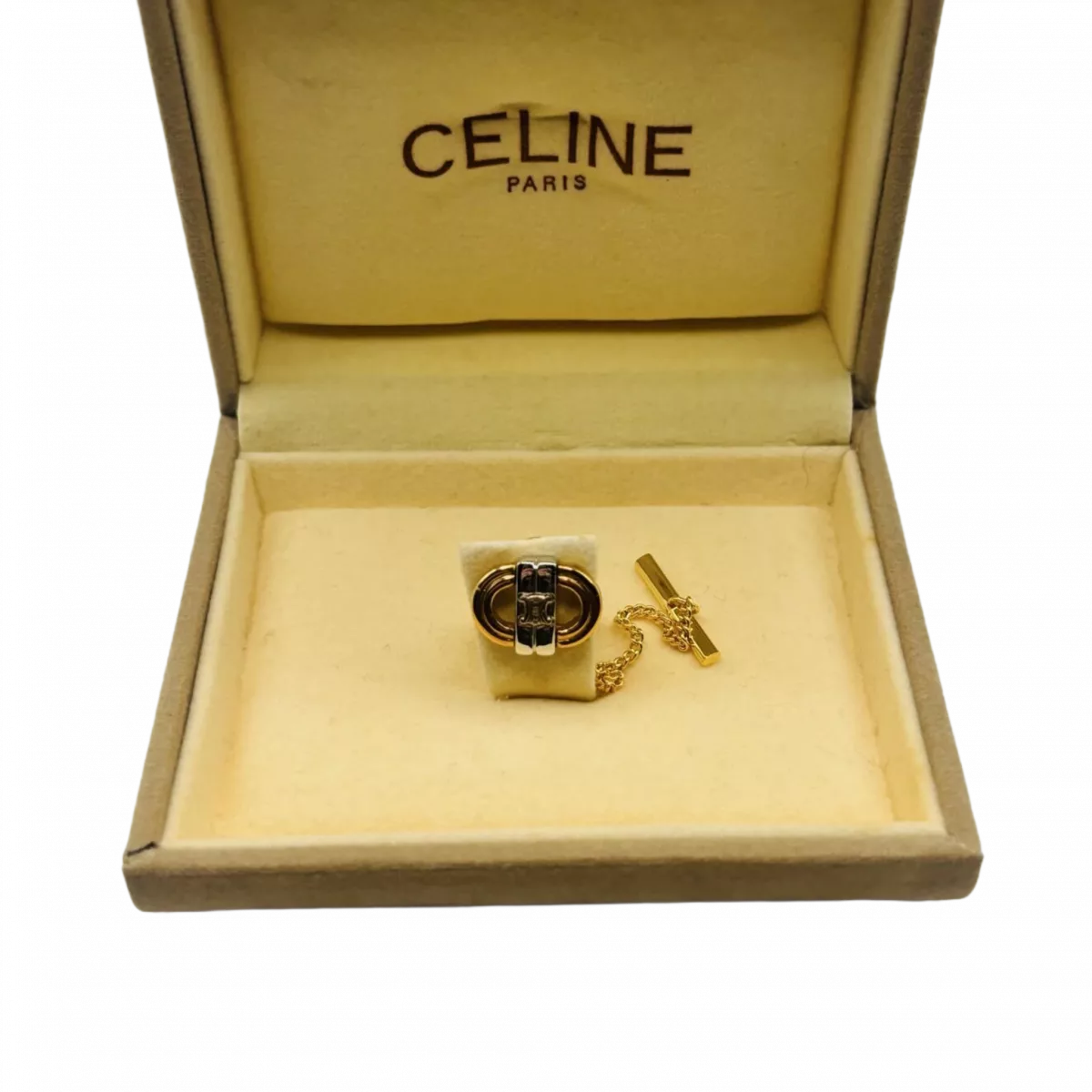 CELINE  Broche Or x Argent Triomphe Business Gentleman WBOITE