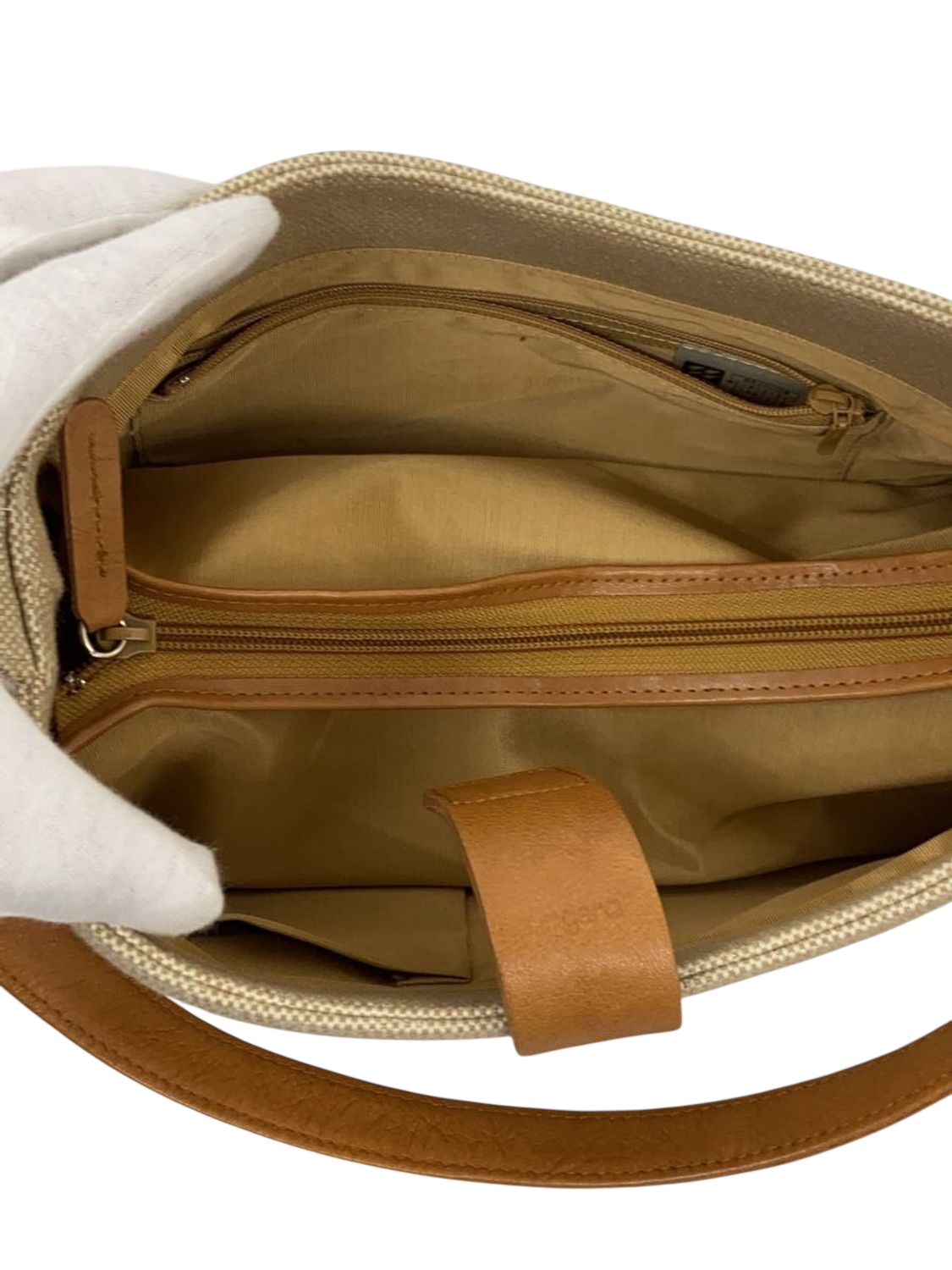 Ungaro Beige Canvas & Leather Shoulder Bag