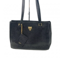 COURRÈGES Sac cabas noir pour femme cuir grainé ancien logo wnametag