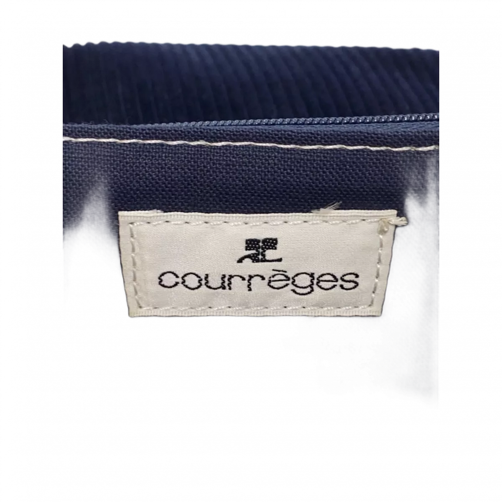 COURRÈGES sac velour bleu marine anse carré
