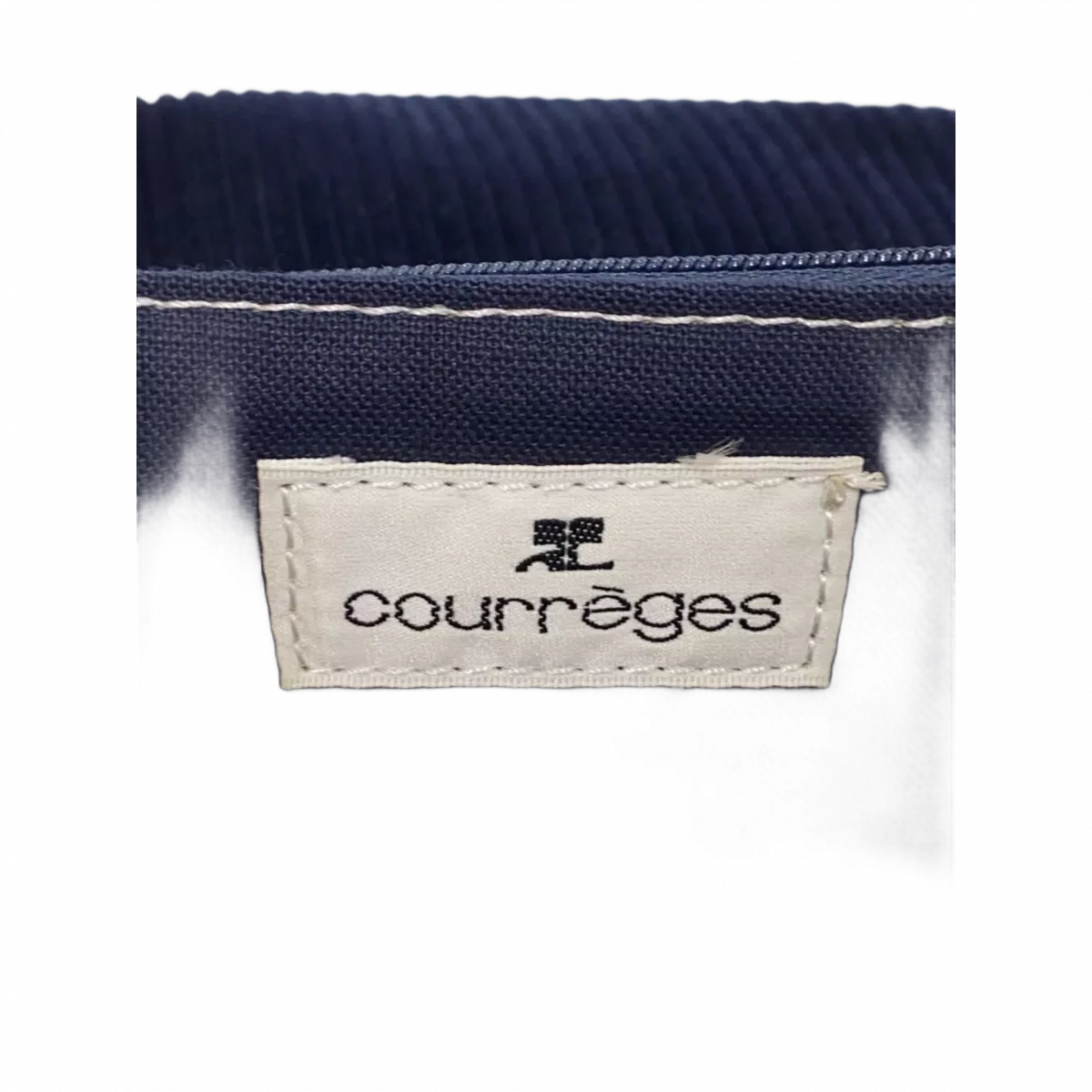 COURRÈGES sac velour bleu marine anse carré