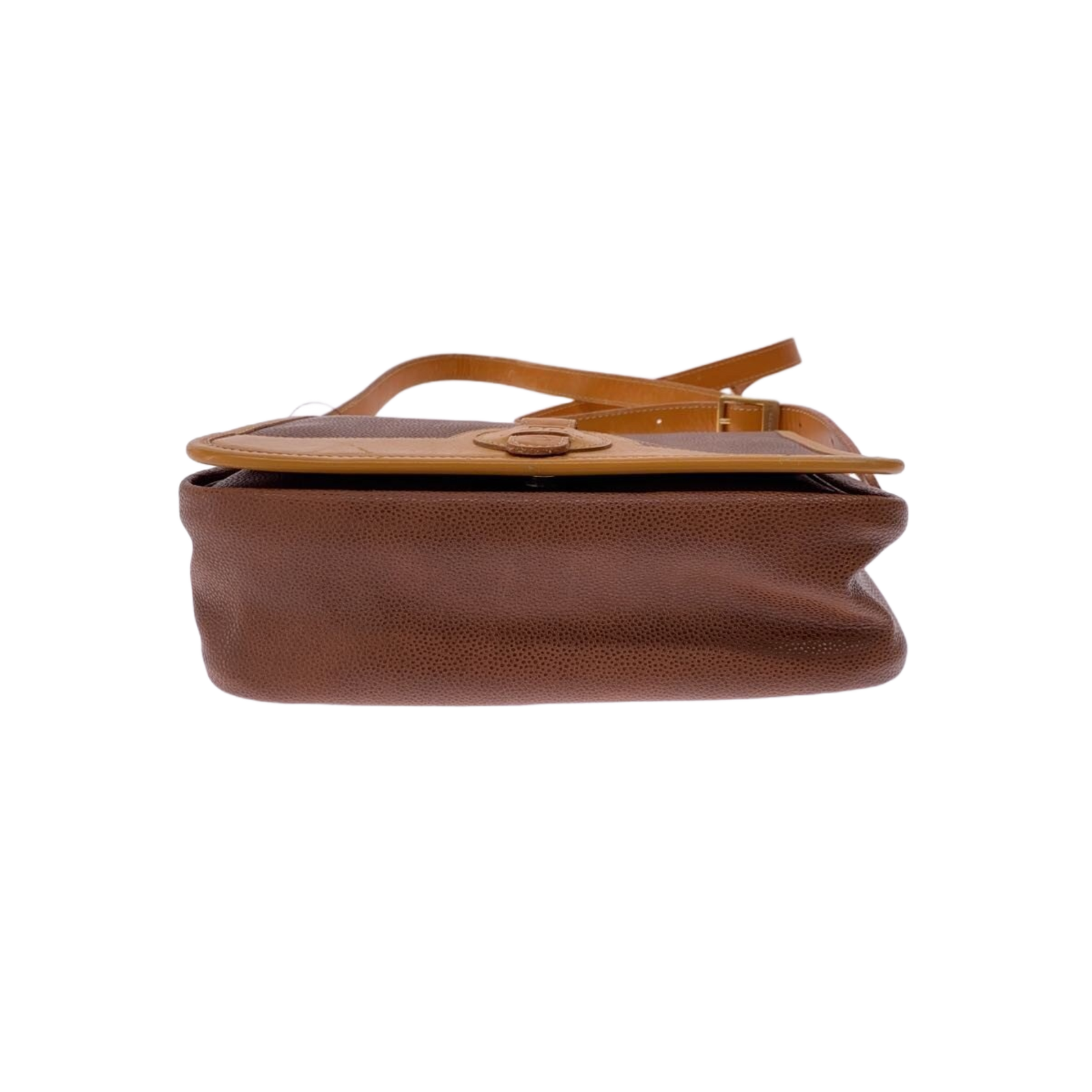 COURRÈGES Sacoche bandoulière cuir marron et cuir Camel
