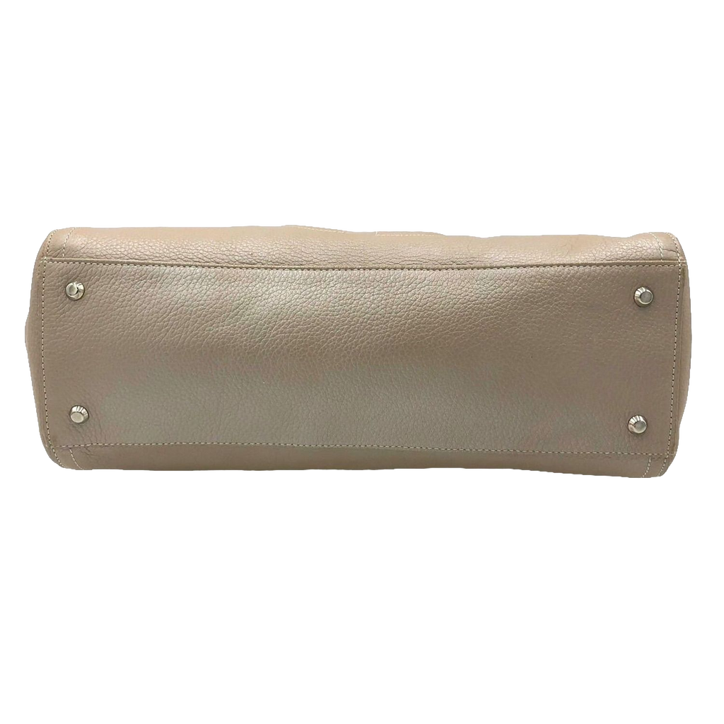 UNGARO Grand sac souple cuir grainé beige taupe logo U