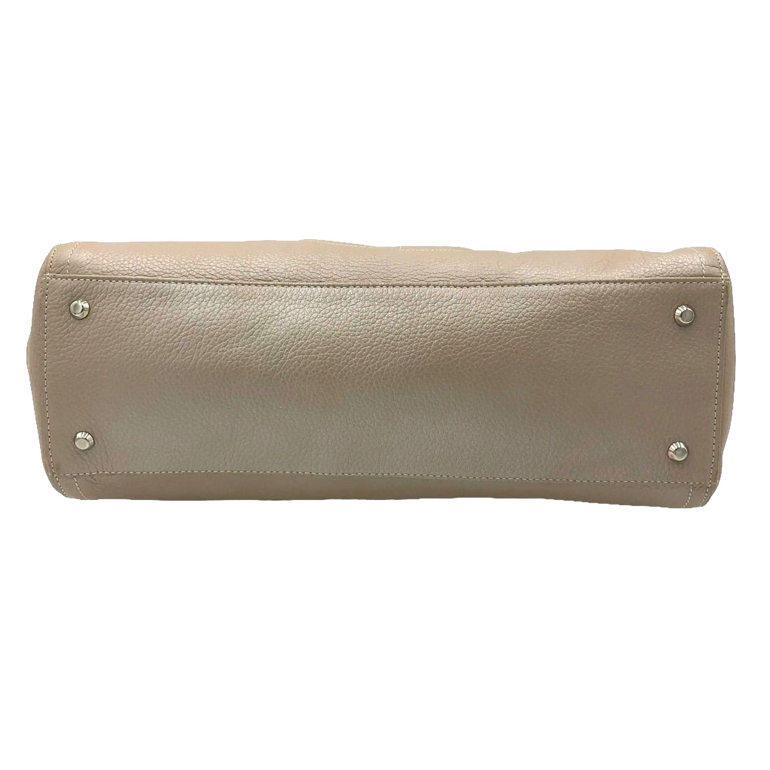 UNGARO Grand sac souple cuir grainé beige taupe logo U