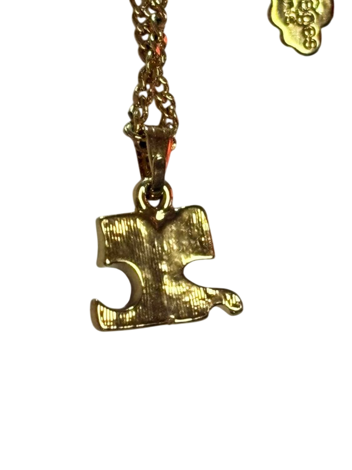 Courreges Gold Tone Logo Pendant Necklace